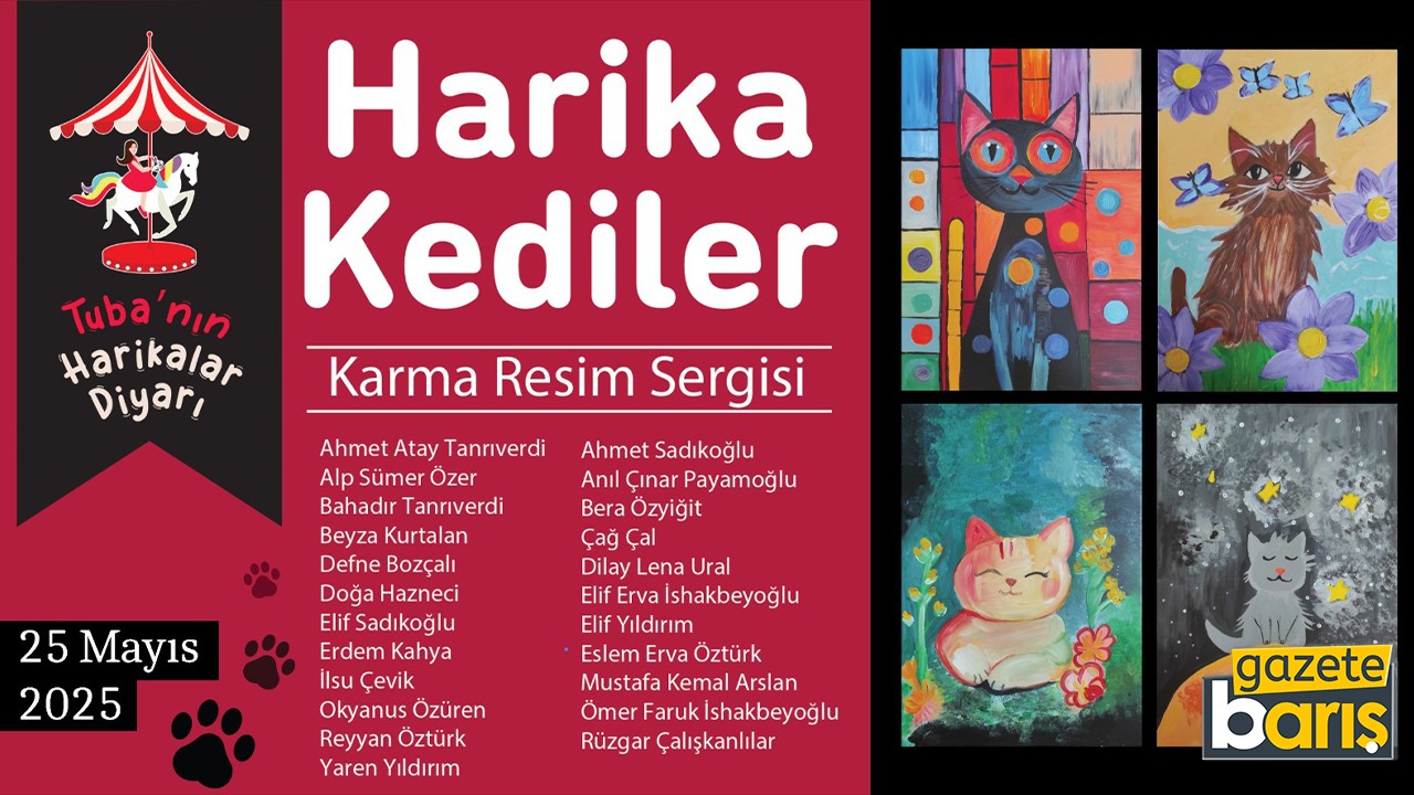 Minik sanatçılardan “Harika Kediler” resim sergisi