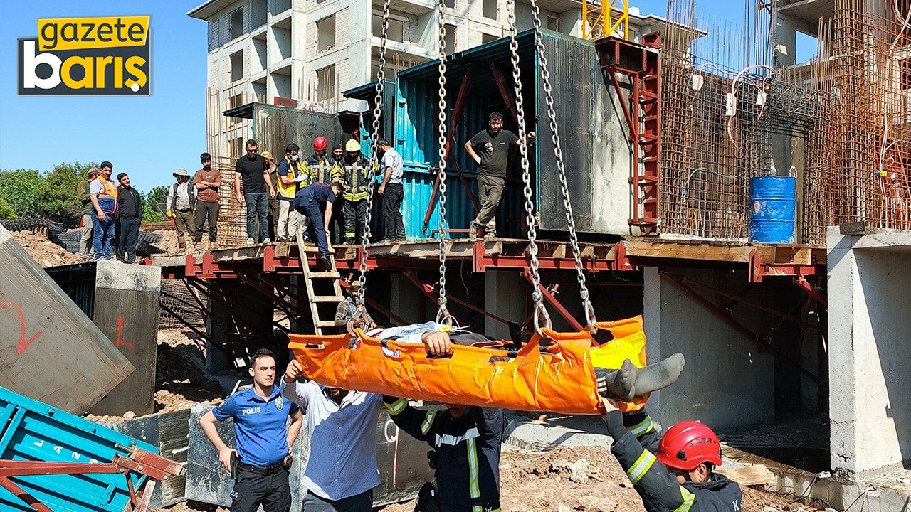 Kocaeli’de inşaatta fenalaşan işçiyi vinç indirdi