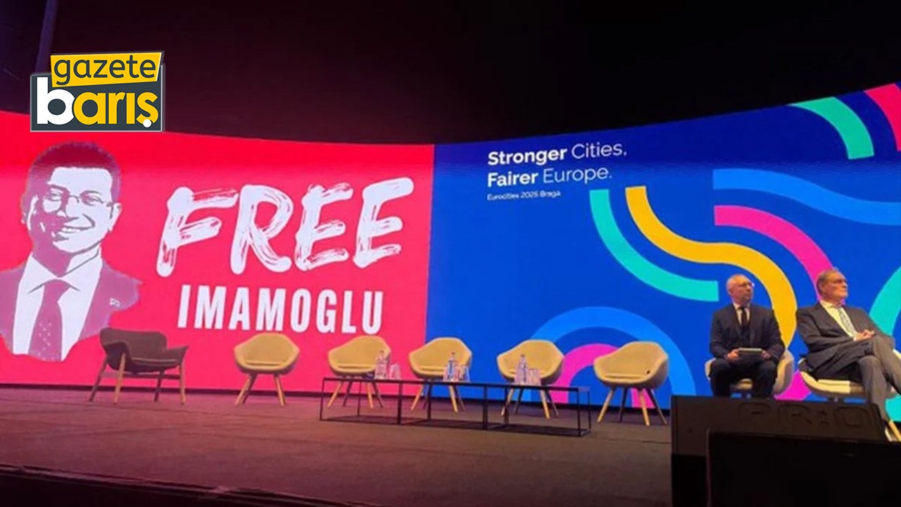Portekiz'de 'Free İmamoğlu' pankartı