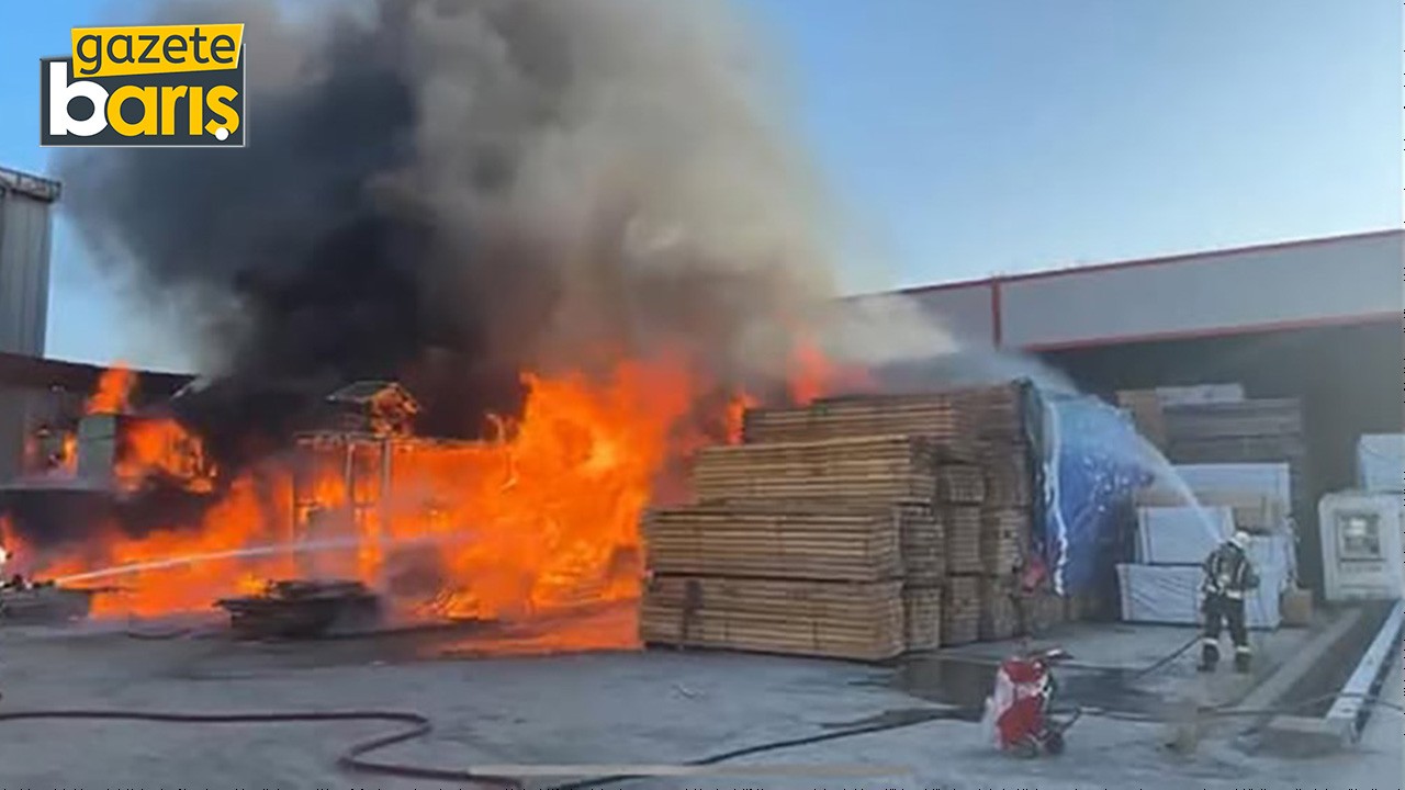 Kereste deposunda korkutan yangın