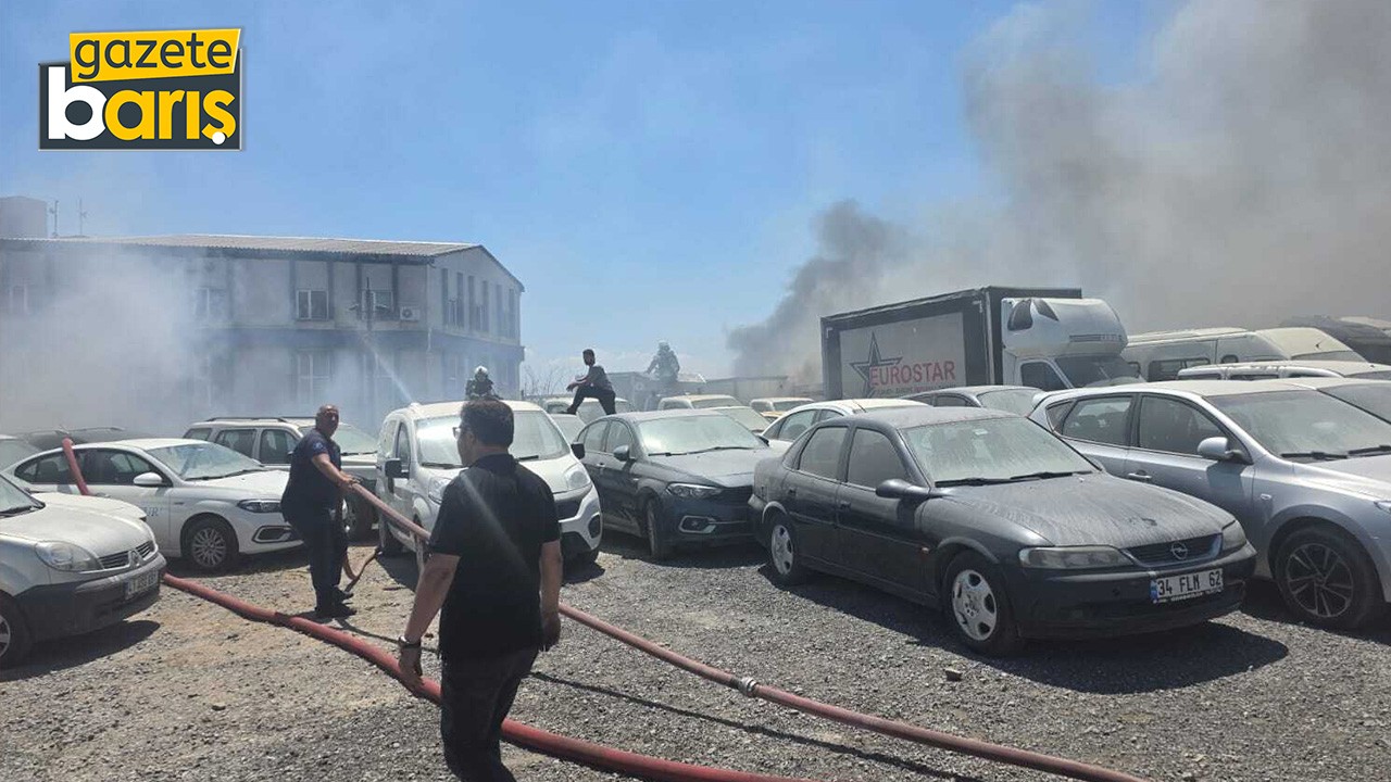 Kocaeli’deki ot yangınında alevler yediemin otoparkına sıçradı