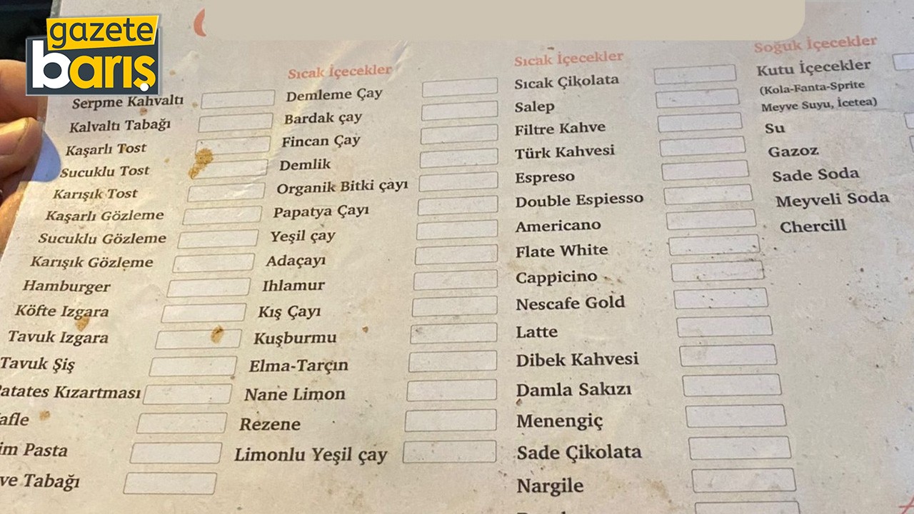 Körfez’deki o kafenin menüsünde fiyat yazmıyor