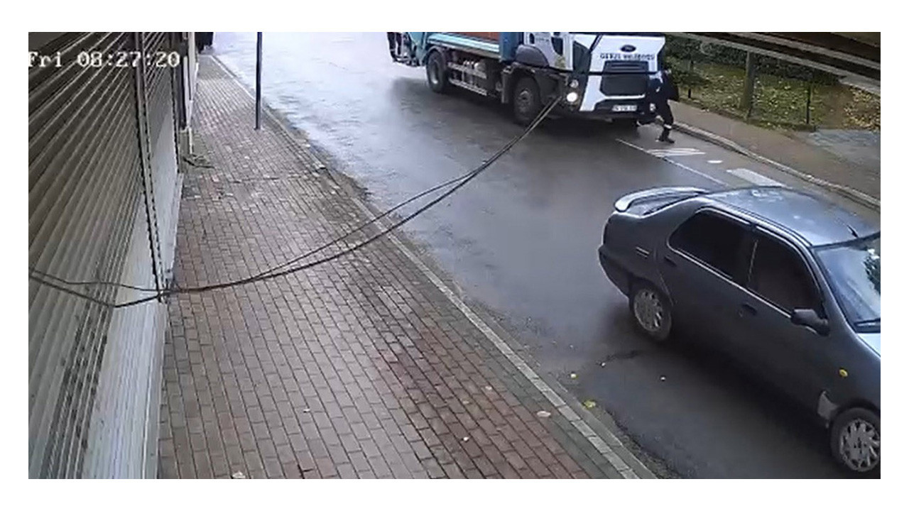 Belediye işçisinin hayatını kaybettiği korkunç kaza kamerada