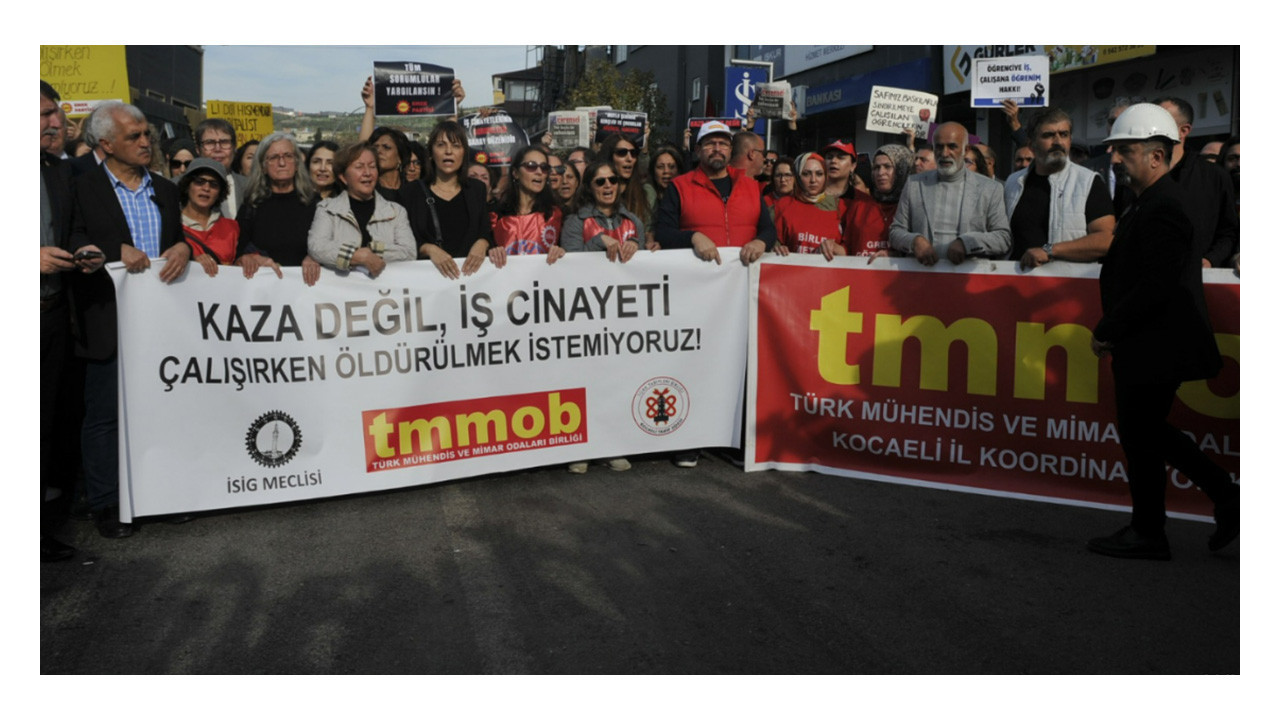 Dilovası’nda yanan işyeri önünde açıklama yaptılar