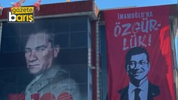 CHP ilçe binasına İmamoğlu’na özgürlük pankartı asıldı