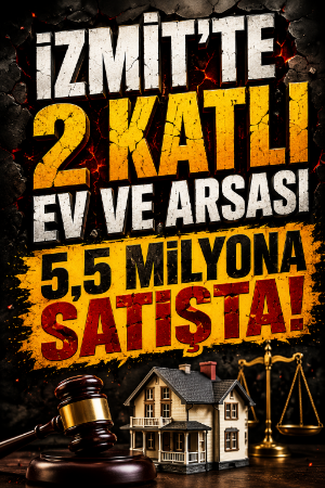 İzmit’te 2 katlı ev ve arsası 5,5 milyona satışta