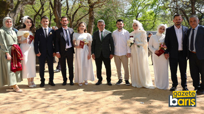 Özel günde nikah için Kandıra'daki mesire alanını seçtiler
