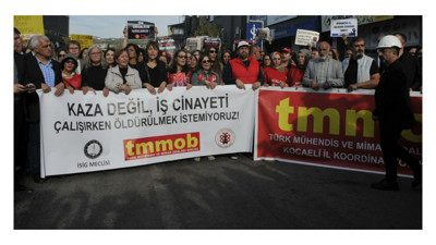 Dilovası’nda yanan işyeri önünde açıklama yaptılar