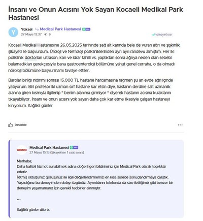 Kocaeli’de vatandaştan özel hastaneye sitem: İnsanı ve onun acısını yok sayan hastane