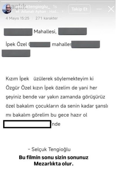 Şimdi de Özel’in kızın hedef aldılar! “Bu filmin sonu mezarlık olur”