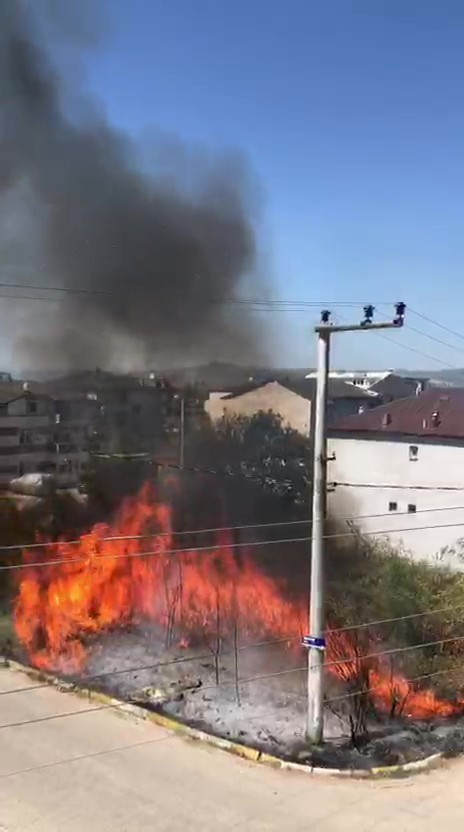 Kocaeli’de evlerin bitişiğinde çıkan yangın korkuttu