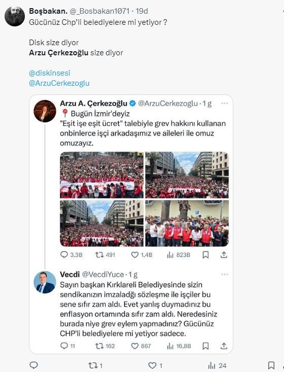DİSK Genel Başkanı Arzu Çerkezoğlu’na tepkiler büyüyor!