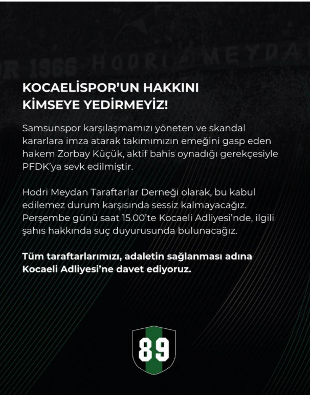 “Zorbay Küçük hedefte: Hodri Meydan Taraftar Derneği adliye yolunda”
