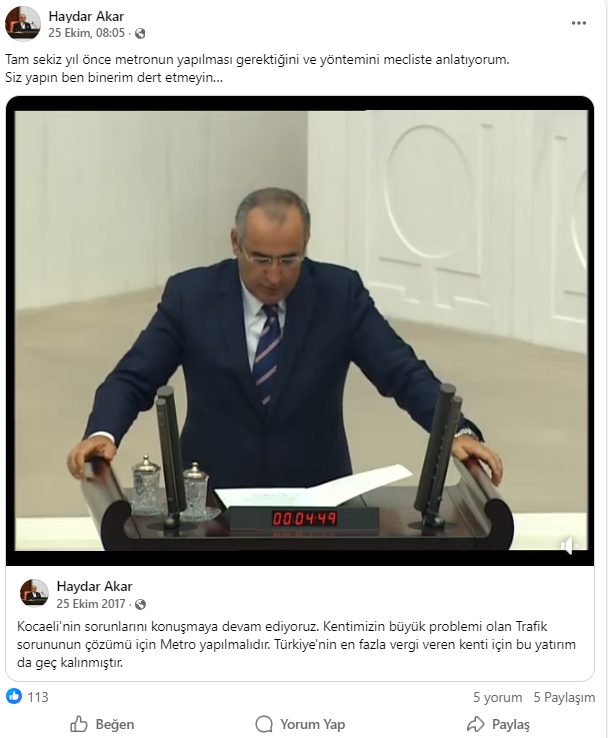 Talus’tan Haydar Akar’a gönderme: “Onlar konuşur, AKP yapar”