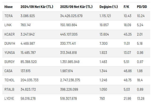 Üçüncü çeyrekte kârını en fazla artıran şirketler!