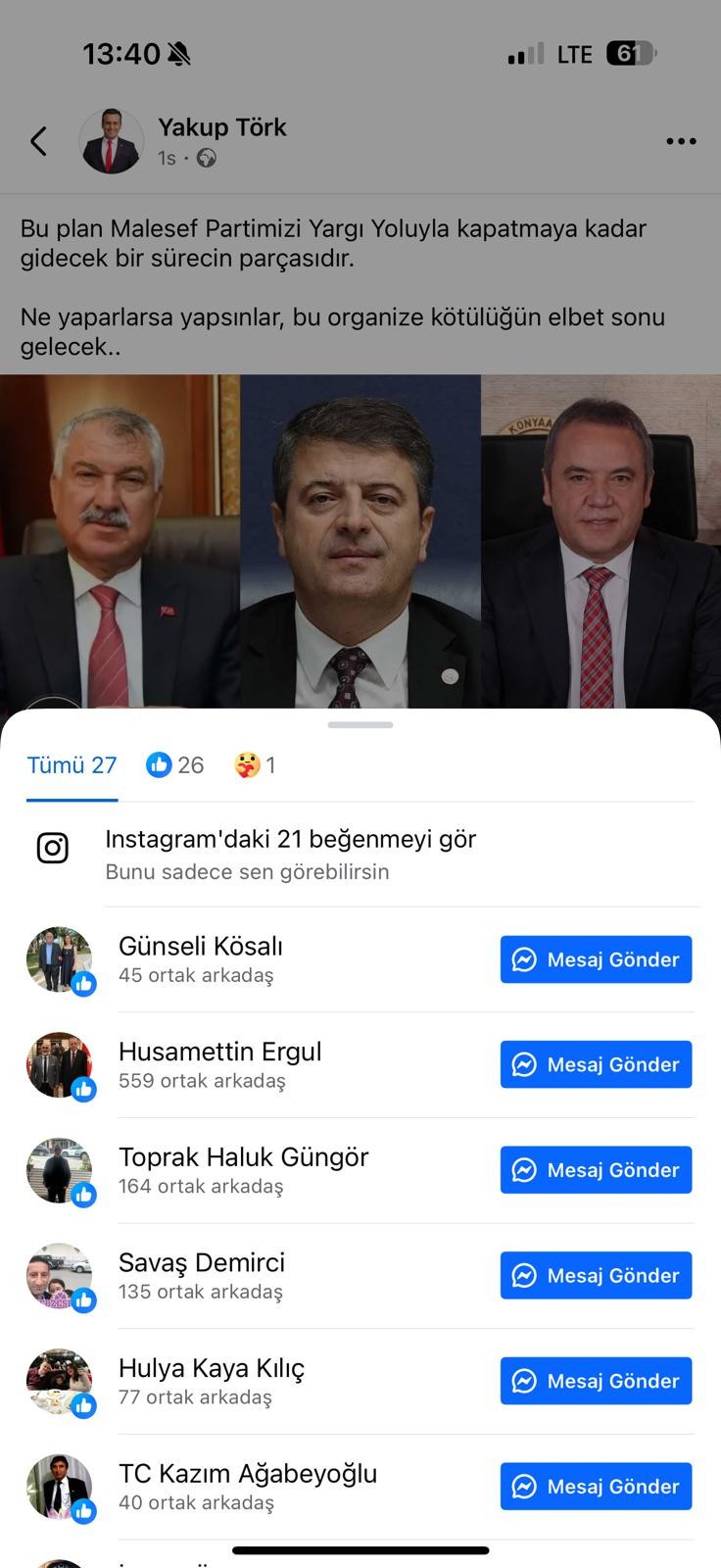 AKP’li Ergül’ün beğenisi tartışma konusu oldu