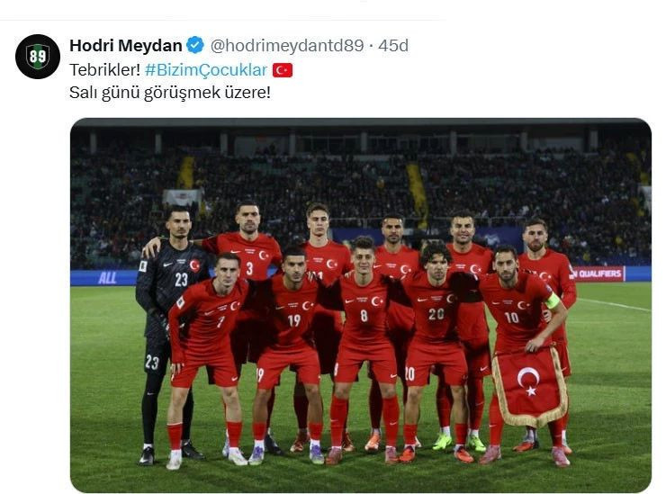 Hodri Meydan’dan Millilere tebrik mesajı