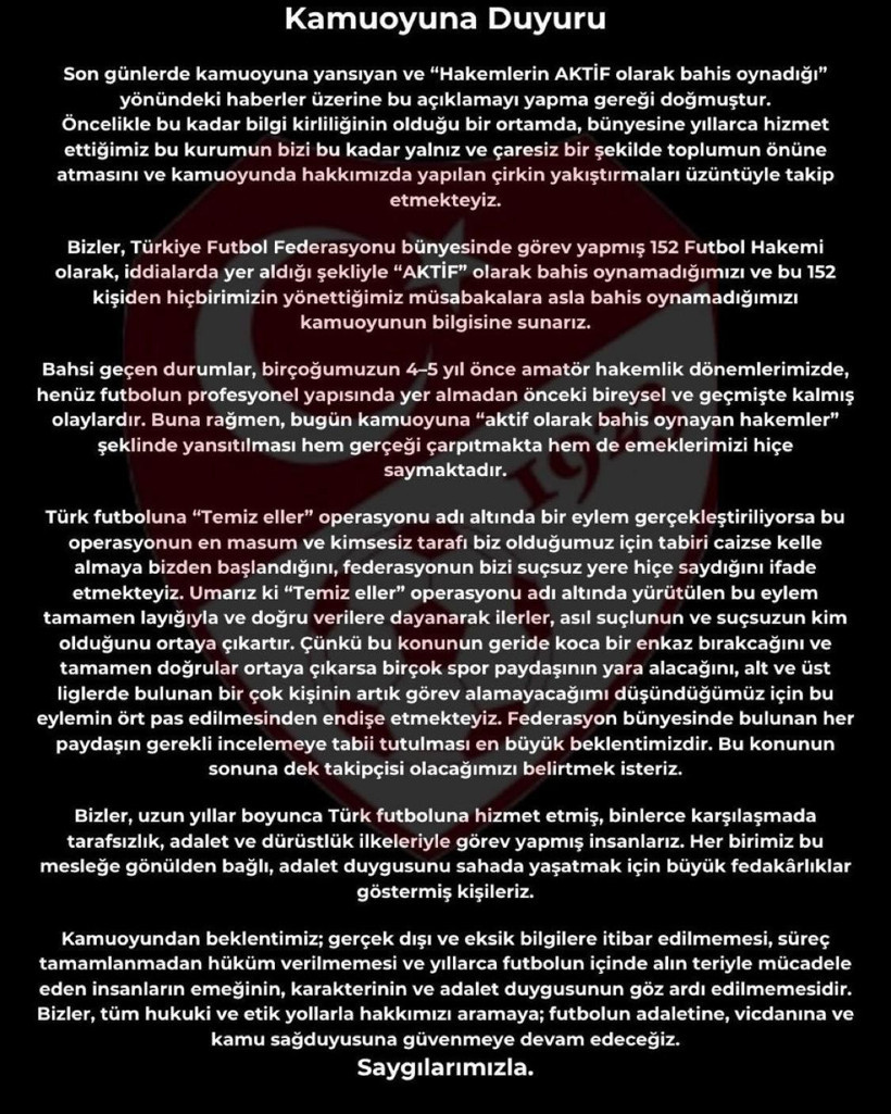 Türk Hakemleri ayağa kalktı: “Masumuz!”