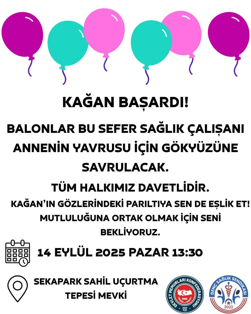 Kağan için umut balonları gökyüzüne yükseliyor