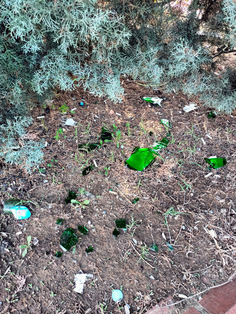 Cami yanında alem yapıp şişe kırdılar!