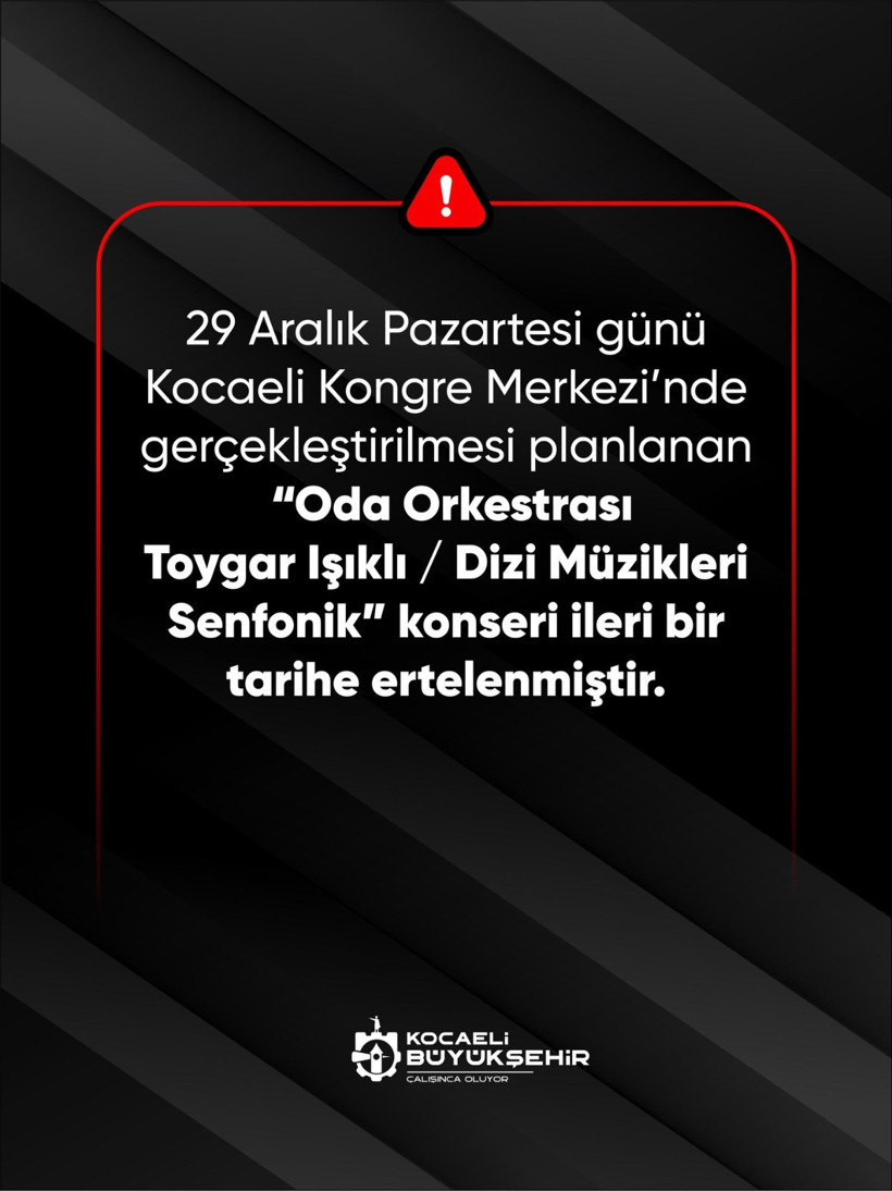 Kocaeli B&uuml;y&uuml;kşehir şehit haberleri sonrası konseri erteledi