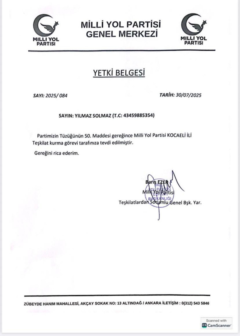 Milli Yol Partisi Kocaeli'de o isme emanet