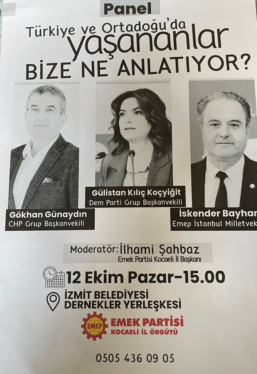 12 Ekim Pazar günü Kocaeli’de üç partiden önemli panel