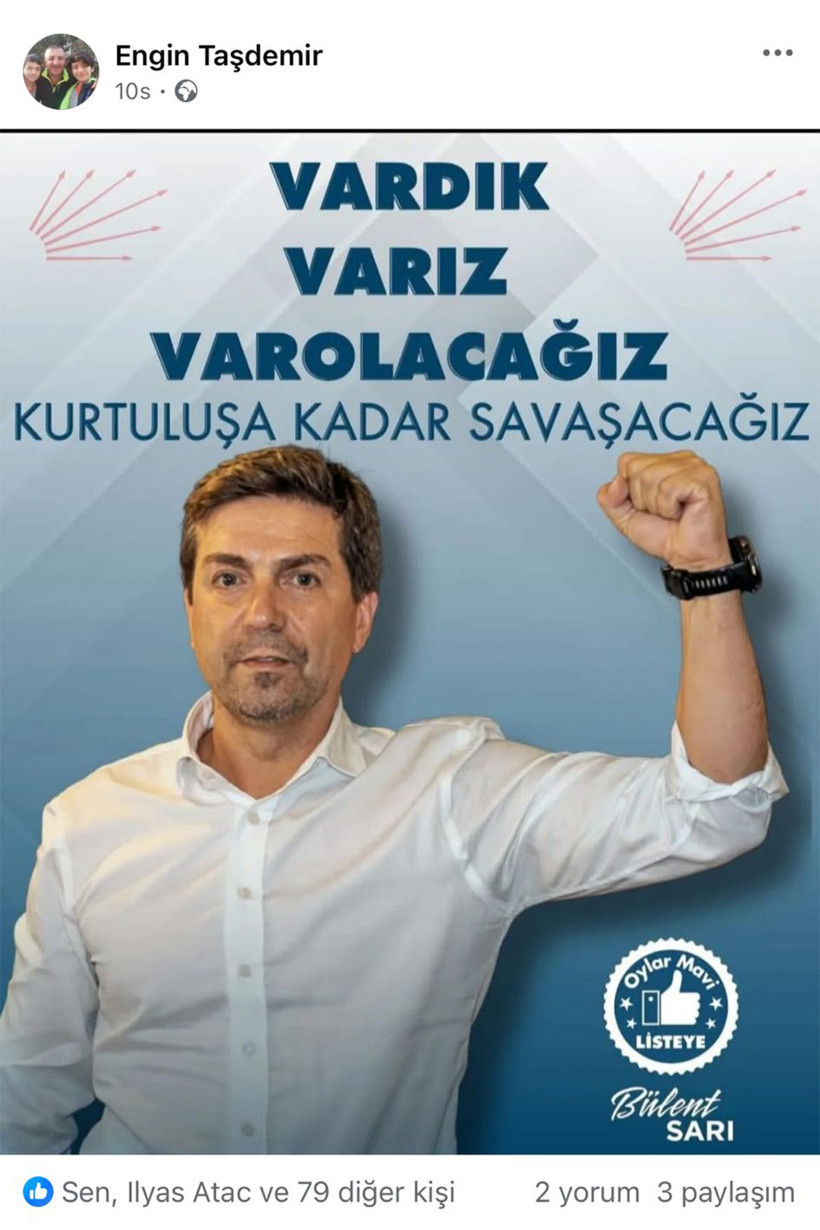 Engin Taşdemir’den Bülent Sarı’ya açık destek