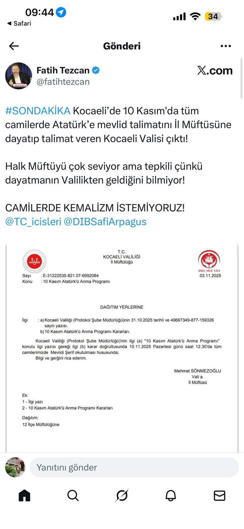 Gözyaşları çorbasına akıyordu: Kocaeli Valiliğine Atatürk tepkisi gösterdi