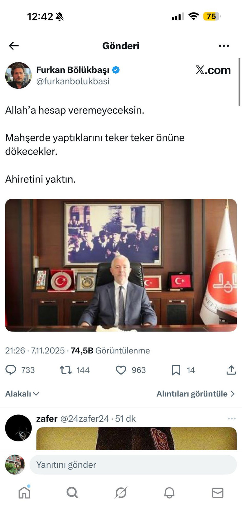 Büyük trol Furkan Bölükbaşı’ndan Kocaeli Müftüsüne: Ahiretini yaktın