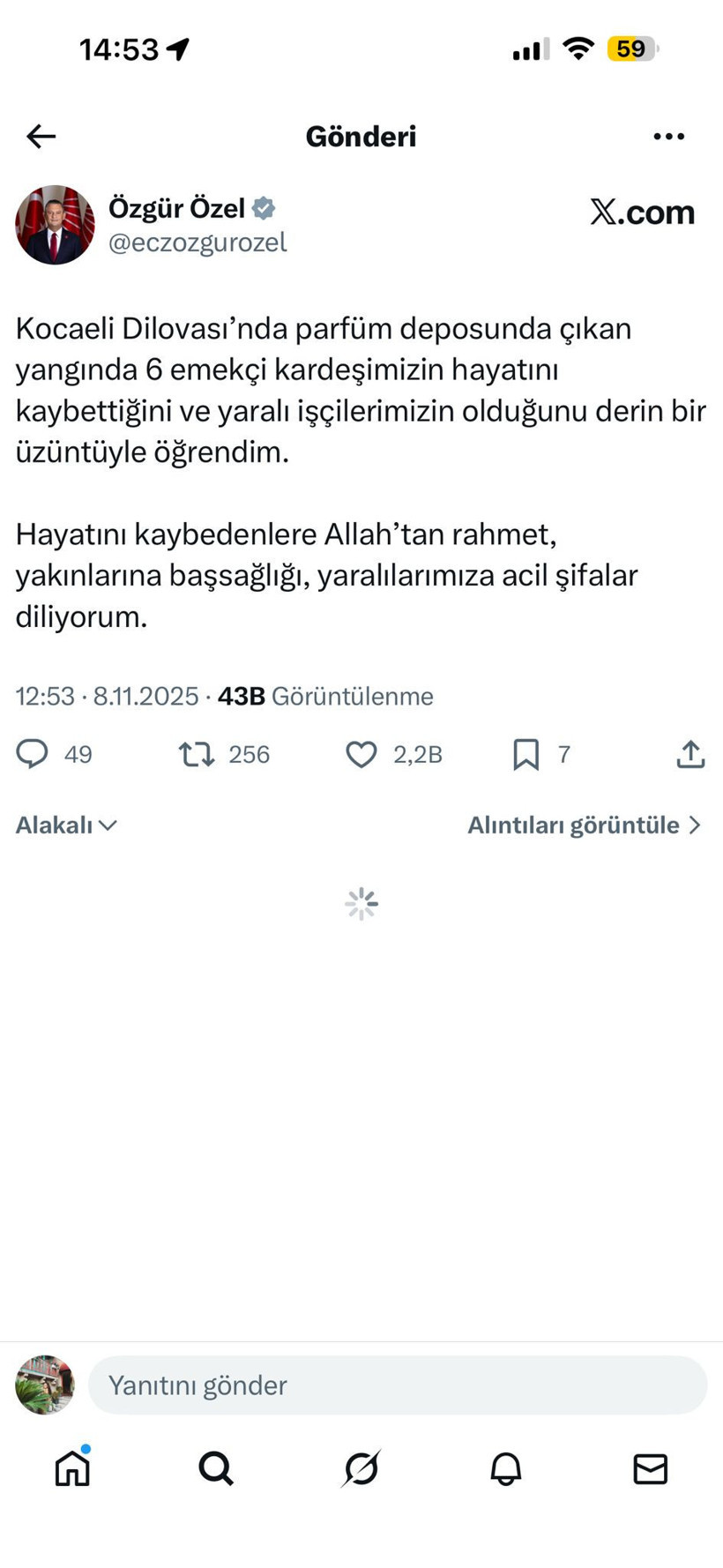 Liderlerden Dilovası paylaşımı