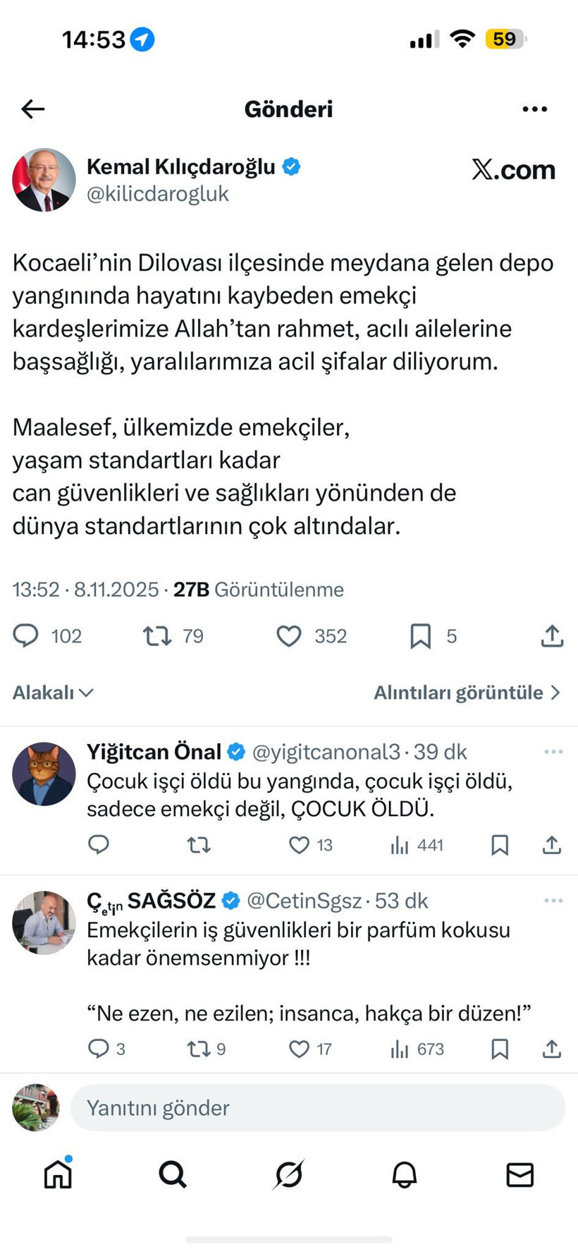 Liderlerden Dilovası paylaşımı