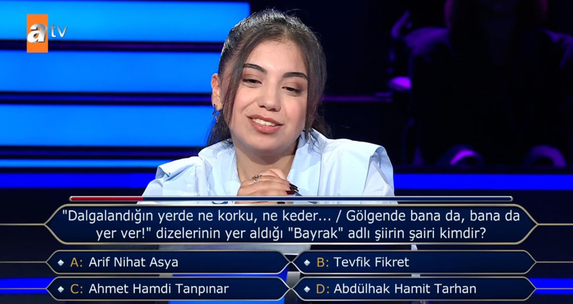 Siz olsanız ne cevap verirdiniz? Milyoner’de bilindik şair sorusu