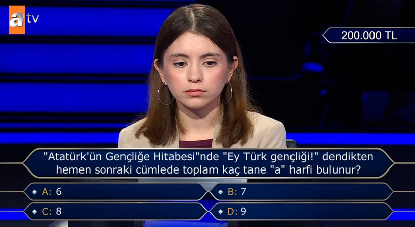 Kim Milyoner'de Atatürkçülüğü test eden soru