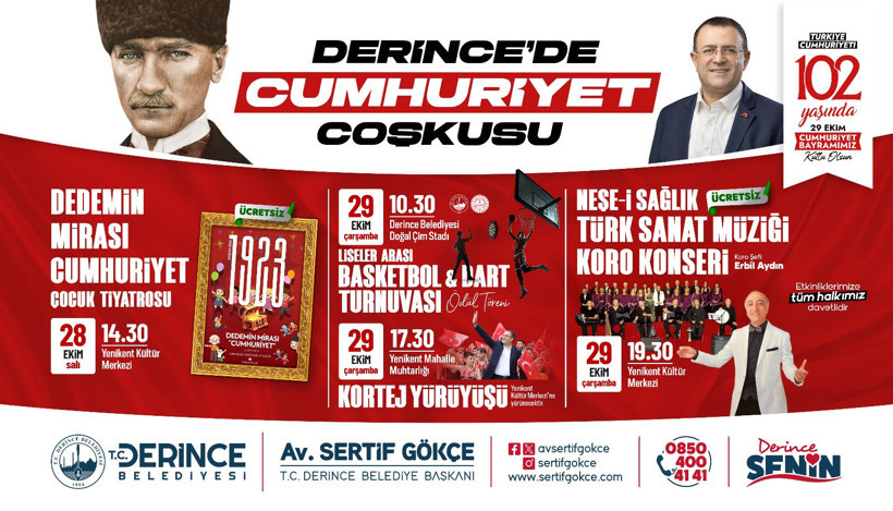 Derince’de Cumhuriyet bayramı böyle kutlanacak