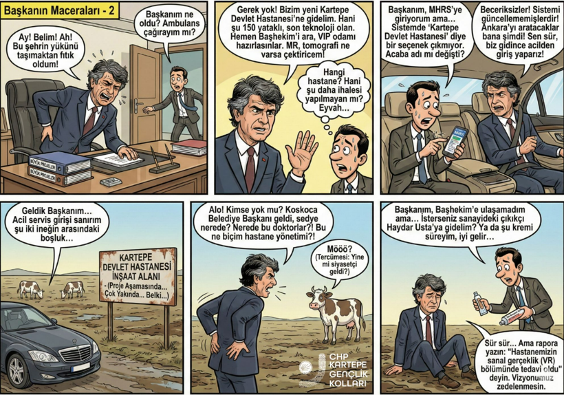 CHP&rsquo;li gen&ccedil;lerden Kartepe&rsquo;nin hastane &ccedil;ilesine karikat&uuml;rl&uuml; eleştiri