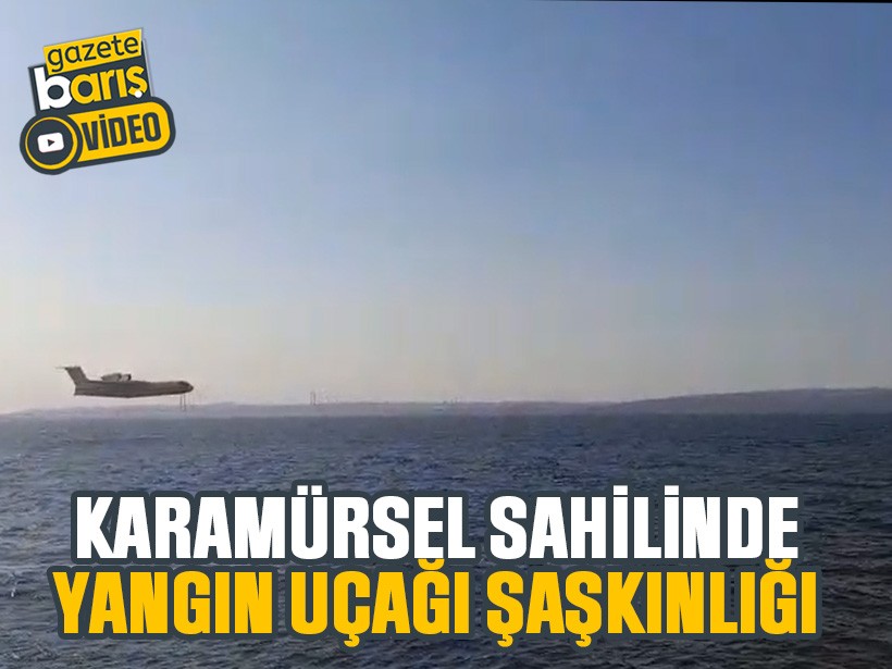Karamürsel sahilinde yangın uçağı şaşkınlığı