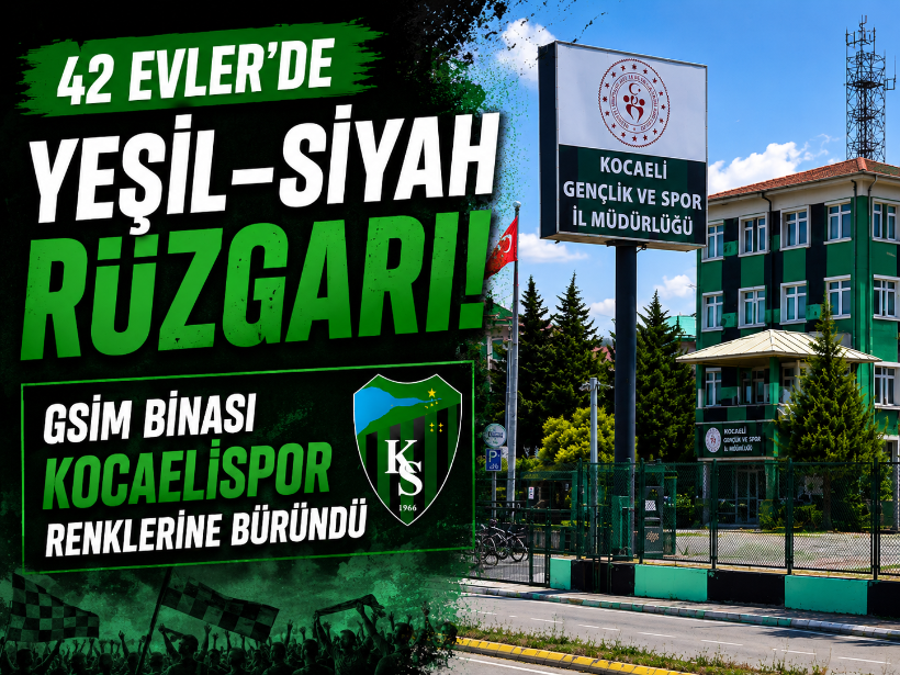 42 Evler’de Yeşil-siyah rüzgarı! GSİM Binası Kocaelispor renklerine büründü