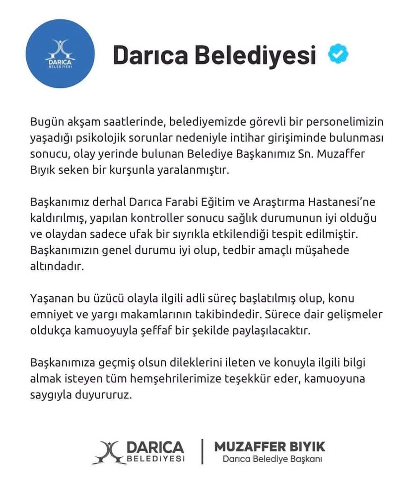 Muzaffer Bıyık'ın vurulduğu olayla ilgili belediyeden açıklama!
