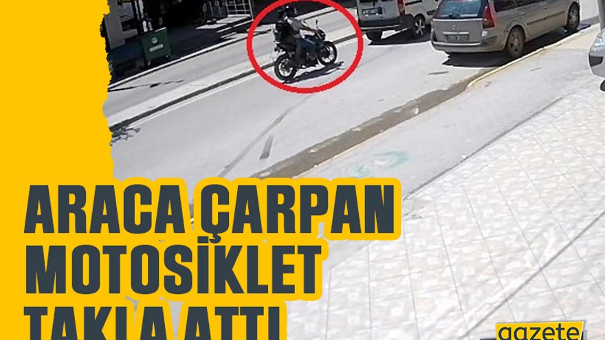 Kocaeli’de araca çarpan motosiklet takla attı