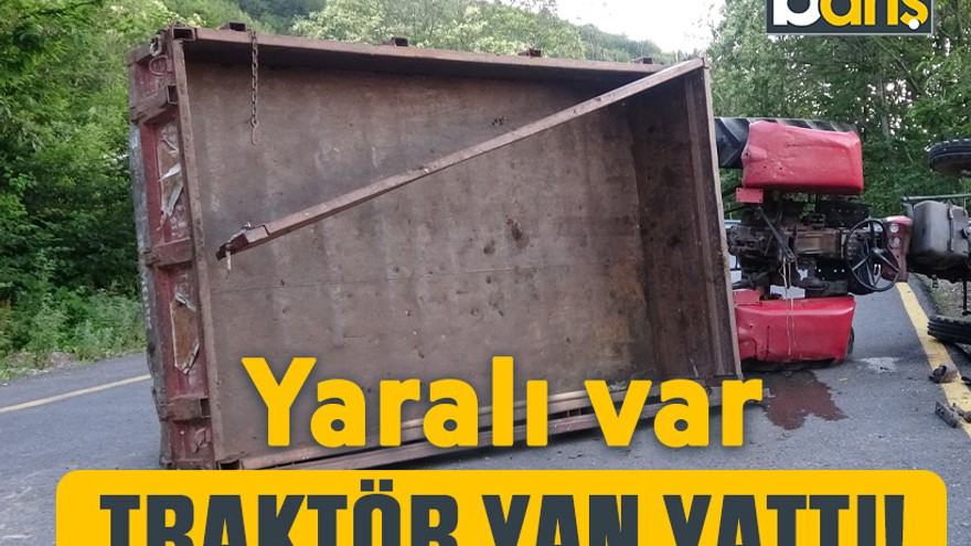 Kocaeli’de traktör yan yattı!