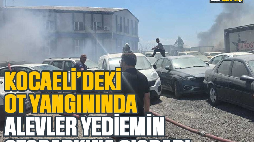 Kocaeli’deki ot yangınında alevler yediemin otoparkına sıçradı