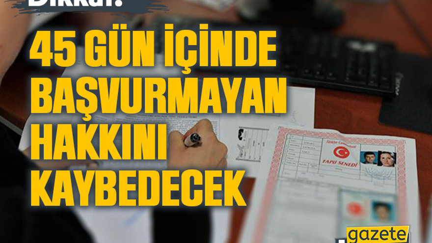 Dikkat! 45 gün içinde başvurmayan tapu sahipleri hakkını kaybedecek